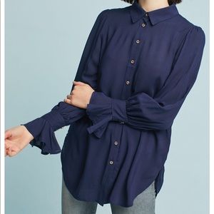Anthropologie Maeve Long Sleeve Button Down Blouse